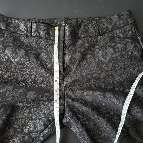 Worthington Womens Black Metallic Damask Slim Ankle Pants Size 6P Petite Holiday - Picture 7 of 10